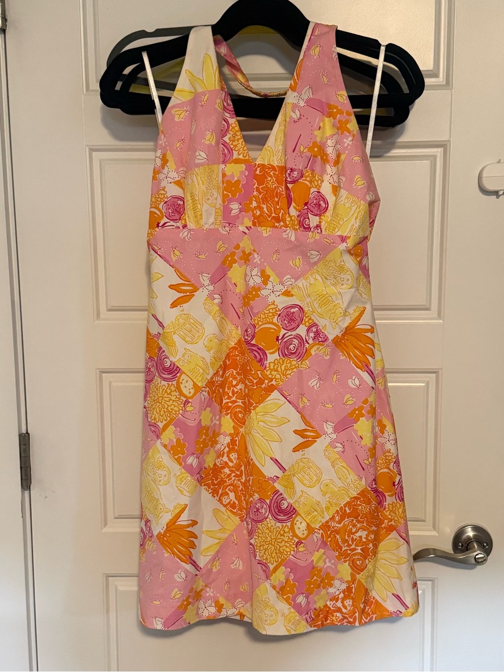 Lilly Pulitzer Pink & Orange Patchwork Halter Dress